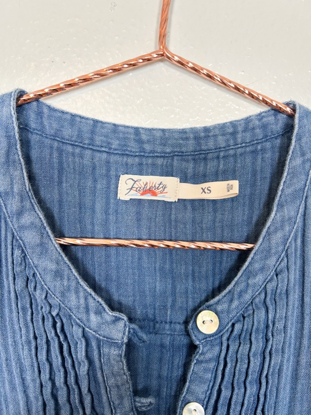 Faherty Cotton Gauze Isha Dress Indigo - Picture 6 of 9
